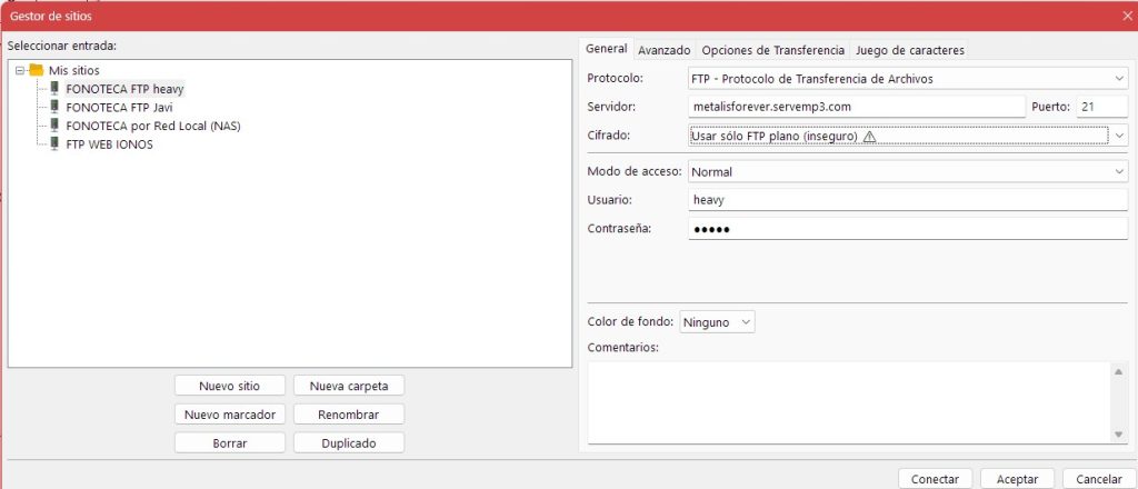 Fonoteca filezilla